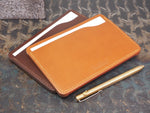 Handmade 4-by-6 (4x6" / 102x152mm) Index Card Holder Memo Notepad Jotter Pad / Pocket Briefcase - Veg-Tan Leather - Cognac / Chestnut / Dark Brown