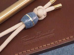 Handmade Barrel Bead for Paracord or Leather Lanyards - 14mm dia. x 15mm - Blue Denim Micarta & Brass