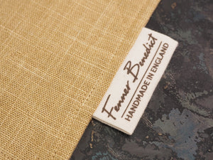 DISCOUNTED ('almost perfect') Handcrafted Gentleman's Pocket Handkerchief - 250x250mm 10x10" - 100% Cotton Beige Japanese Linen-Look with Calico Label