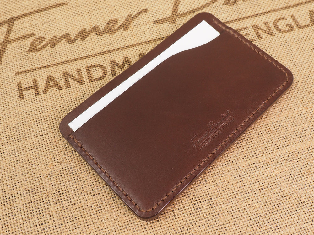 Handmade 3-by-5 (3x5" / 77x127mm) Index Card Holder Memo Notepad Jotter Pad / Pocket Briefcase - Veg-Tan Leather - Cognac / Chestnut / Dark Brown