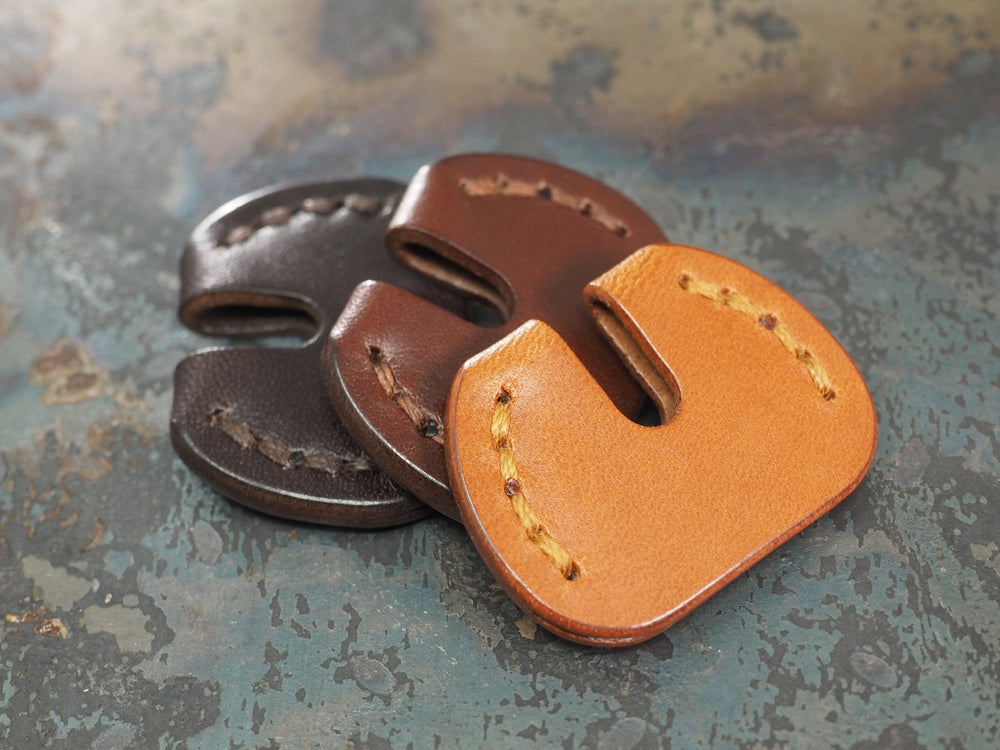 Handcrafted Leather Door Key Covers - SET OF 3 - Cognac Tan / Chestnut Brown / Dark Brown