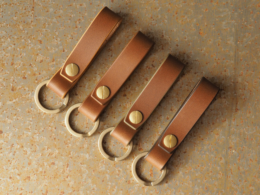 Handmade Leather Loop Keyring with Solid Brass Hardware