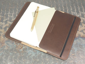 Handmade 'The Playwright' Leather Notebook Cover - for Moleskine Classic Softcover Large 13x21cm - Dark Brown