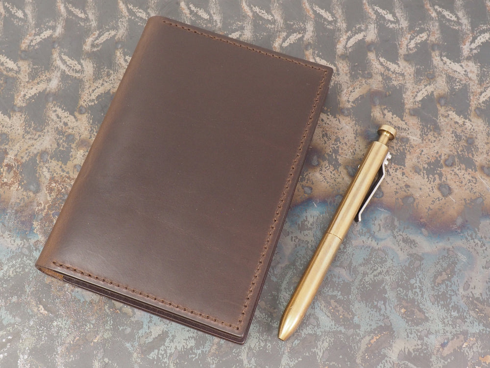 Handmade 'Sylvan' Leather Notebook Journal Cover - for Midori MD A6 - Brown