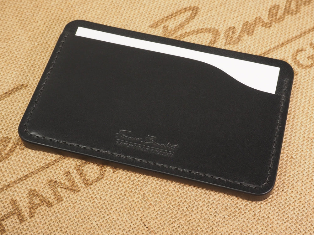 DISCOUNTED (old stock) Handmade 3-by-5 (3x5" / 77x127mm) Index Card Holder Memo Notepad Jotter Pad / Pocket Briefcase - Sedgwick Bridle Leather - Black