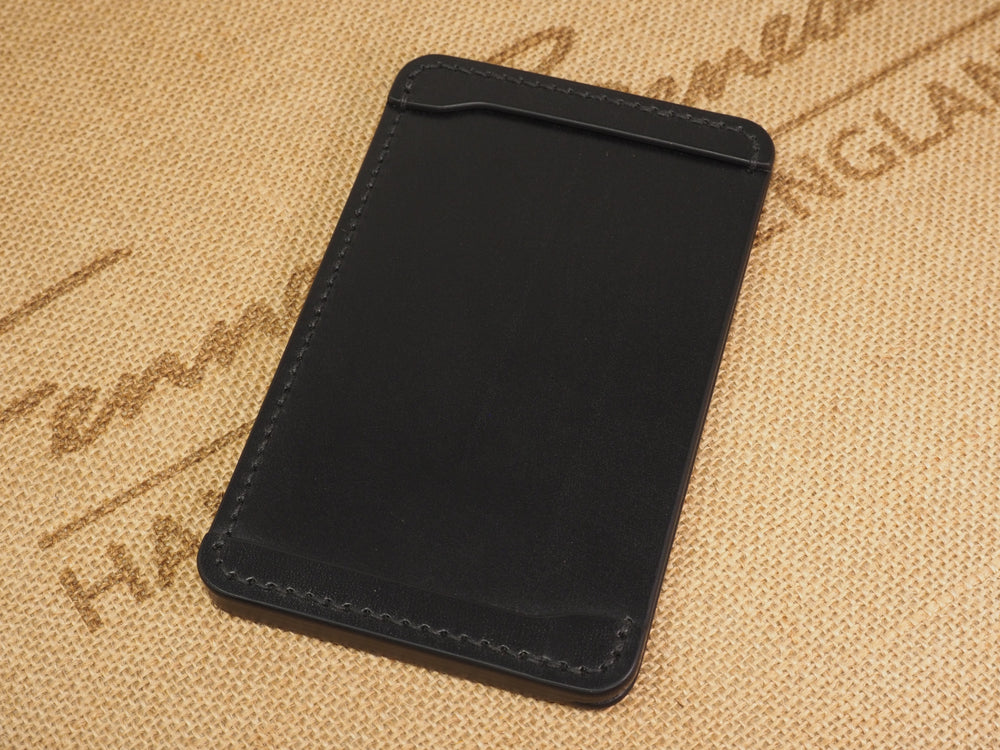 DISCOUNTED (old stock) Handmade 3-by-5 (3x5" / 77x127mm) Index Card Holder Memo Notepad Jotter Pad / Pocket Briefcase - Sedgwick Bridle Leather - Black
