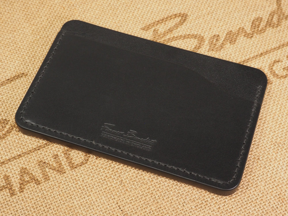 DISCOUNTED (old stock) Handmade 3-by-5 (3x5" / 77x127mm) Index Card Holder Memo Notepad Jotter Pad / Pocket Briefcase - Sedgwick Bridle Leather - Black