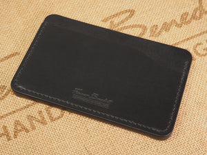 DISCOUNTED (old stock) Handmade 3-by-5 (3x5" / 77x127mm) Index Card Holder Memo Notepad Jotter Pad / Pocket Briefcase - Sedgwick Bridle Leather - Black