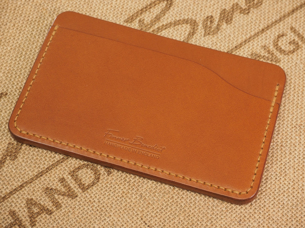 DISCOUNTED (old stock): Handmade 3-by-5 (3x5" / 77x127mm) Index Card Holder Memo Notepad Jotter Pad / Pocket Briefcase - Veg-Tan Leather - Cognac