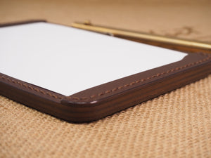 Handmade 4-by-6 (4x6" / 102x152mm) Index Card Holder Memo Notepad Jotter Pad / Pocket Briefcase - Veg-Tan Leather - Cognac / Chestnut / Dark Brown