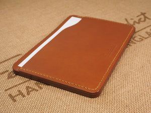 Handmade 4-by-6 (4x6" / 102x152mm) Index Card Holder Memo Notepad Jotter Pad / Pocket Briefcase - Veg-Tan Leather - Cognac / Chestnut / Dark Brown