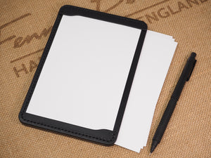 Handmade 4-by-6 (4x6" / 102x152mm) Index Card Holder Memo Notepad Jotter Pad / Pocket Briefcase - Veg-Tan Leather - Cognac / Chestnut / Dark Brown / Black