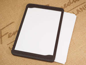 DISCOUNTED ('almost perfect') Handmade 4-by-6 (4x6" / 102x152mm) Index Card Holder Memo Notepad Jotter Pad / Pocket Briefcase - Sedgwick Bridle Leather - Australian Nut