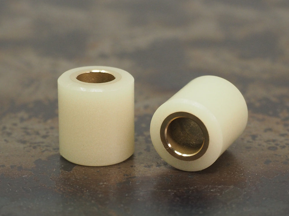 Handmade Polished Drum Bead for Paracord or Leather Lanyards - 12mm dia. x 13mm - Aqua Blue Embrite™ Glow In The Dark Resin & Brass