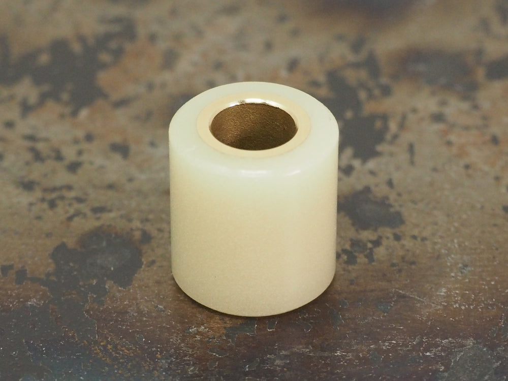 Handmade Polished Drum Bead for Paracord or Leather Lanyards - 12mm dia. x 13mm - Aqua Blue Embrite™ Glow In The Dark Resin & Brass