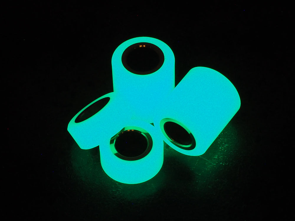 Handmade Polished Drum Bead for Paracord or Leather Lanyards - 12mm dia. x 13mm - Aqua Blue Embrite™ Glow In The Dark Resin & Brass