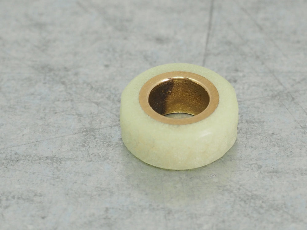 DISCOUNTED ('seconds' / off-spec) Handmade Hammered-Finish Stacking/Spacer Drum Bead for Paracord or Leather Lanyards - 12mm dia. x 5mm - Embrite™ Glow In The Dark Resin & Brass