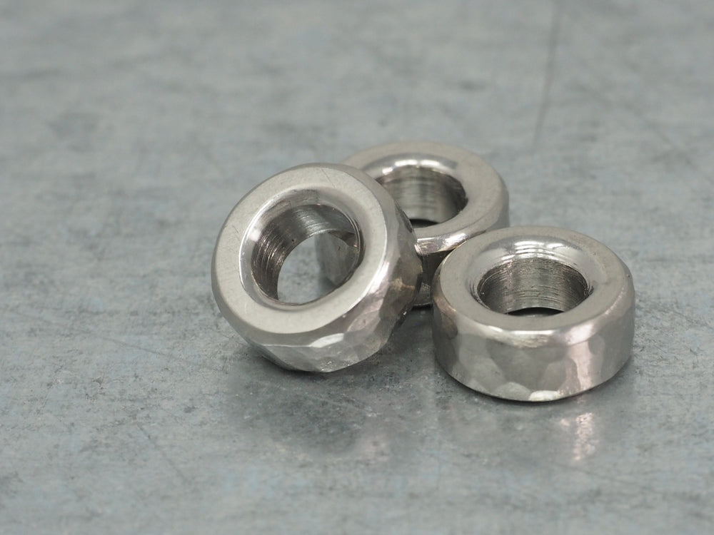 DISCOUNTED ('seconds') Handmade Hammered Stacking/Spacer Bead for Paracord or Leather Lanyards - 304 Stainless Steel - SET OF 3