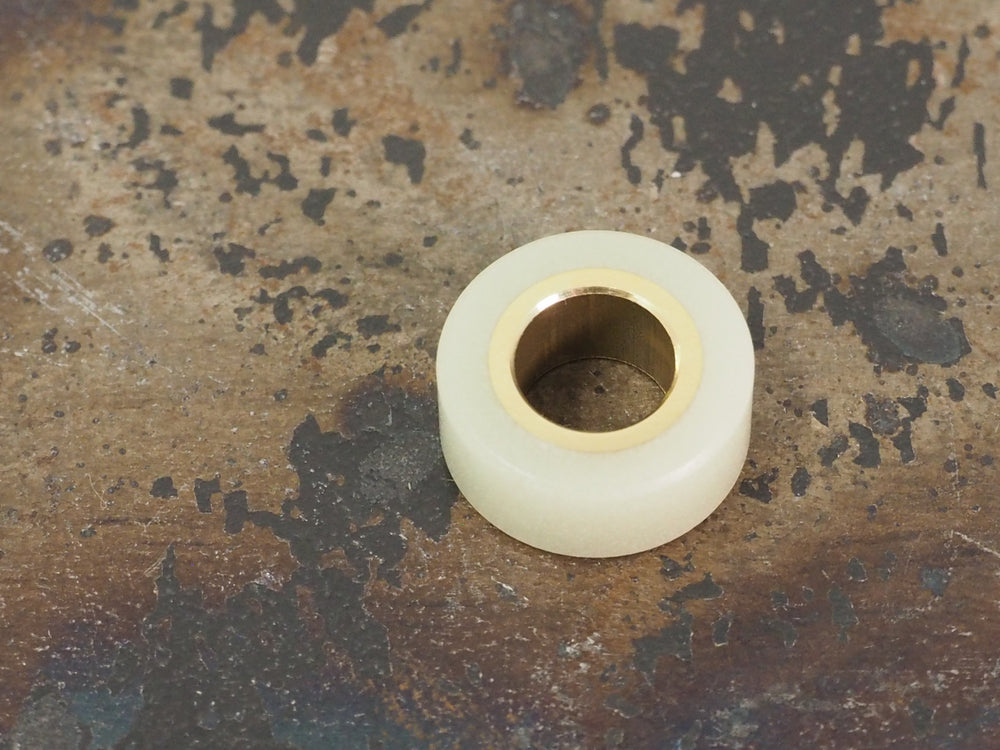 Handmade Polished Stacking/Spacer Drum Bead for Paracord or Leather Lanyards - 12mm dia. x 5mm - Aqua Blue Embrite™ Glow In The Dark Resin & Brass