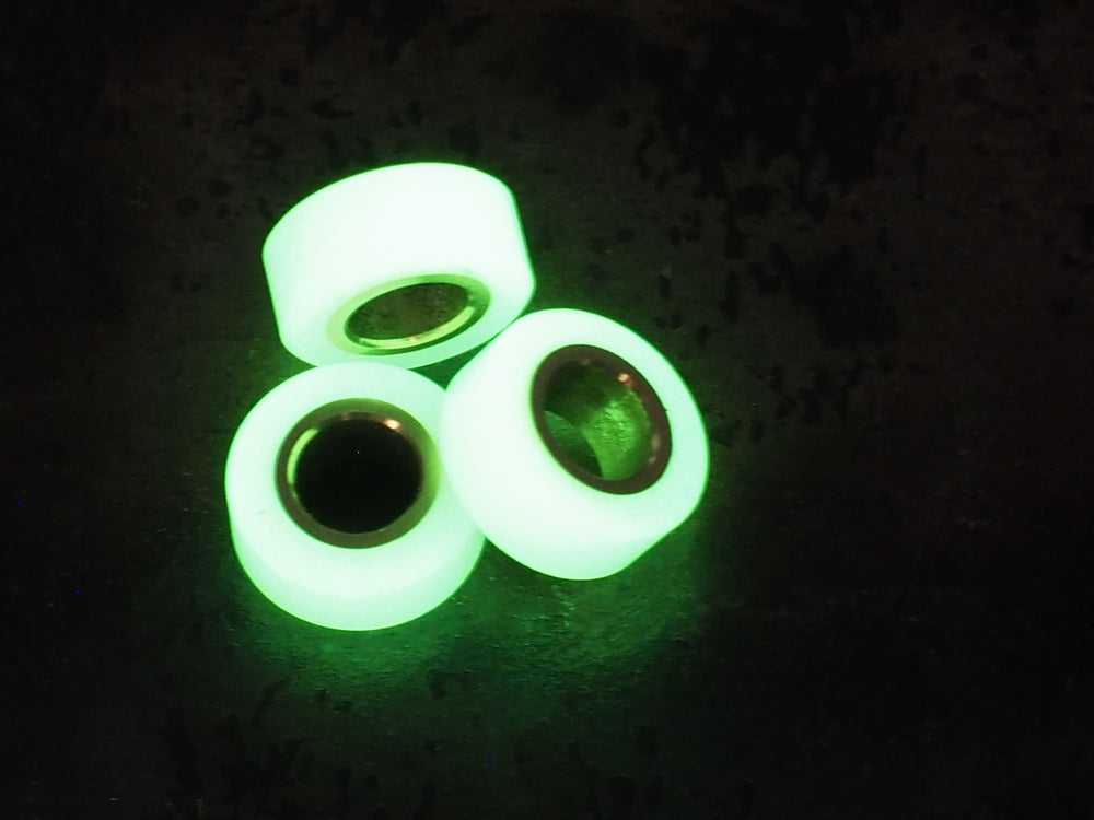 Handmade Polished Stacking/Spacer Drum Bead for Paracord or Leather Lanyards - 12mm dia. x 5mm - Embrite™ Glow In The Dark Resin & Brass