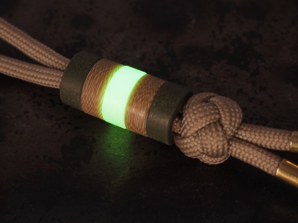 Handmade Polished Stacking/Spacer Drum Bead for Paracord or Leather Lanyards - 12mm dia. x 5mm - Embrite™ Glow In The Dark Resin & Brass