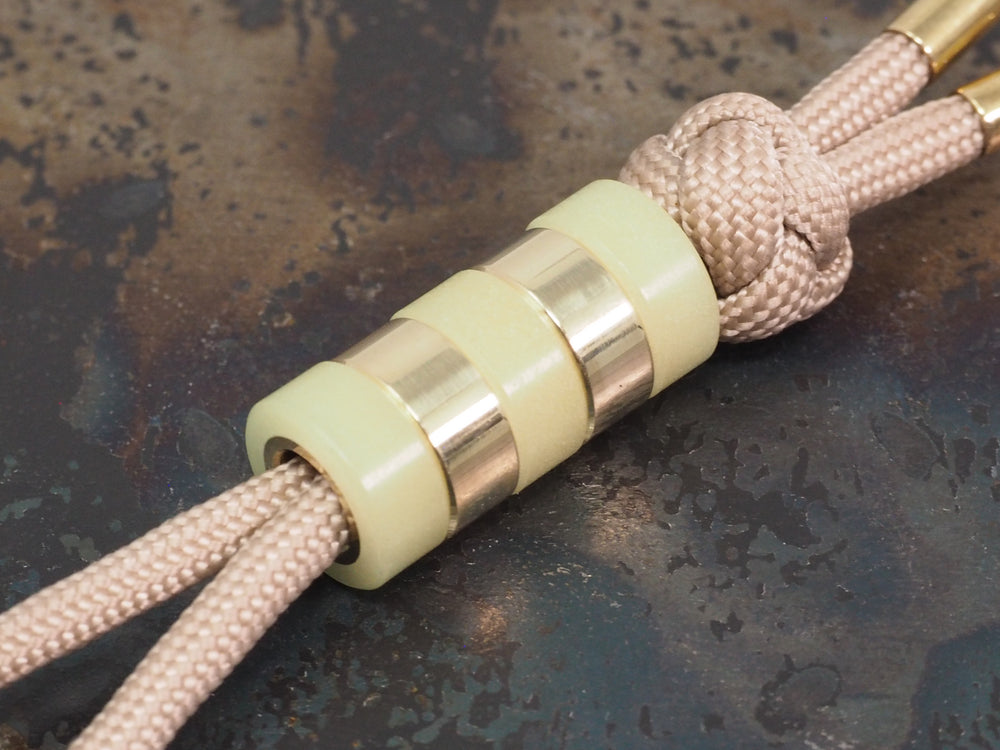 Handmade Polished Stacking/Spacer Drum Bead for Paracord or Leather Lanyards - 12mm dia. x 5mm - Embrite™ Glow In The Dark Resin & Brass