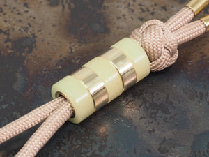 Handmade Polished Stacking/Spacer Drum Bead for Paracord or Leather Lanyards - 12mm dia. x 5mm - Embrite™ Glow In The Dark Resin & Brass