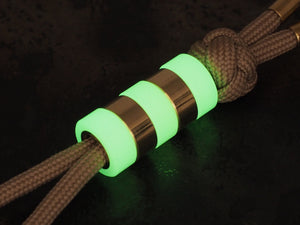 Handmade Polished Stacking/Spacer Drum Bead for Paracord or Leather Lanyards - 12mm dia. x 5mm - Embrite™ Glow In The Dark Resin & Brass