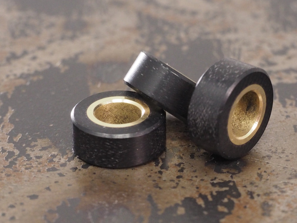 Handmade Polished Stacking/Spacer Drum Bead for Paracord or Leather Lanyards - 12mm dia. x 5mm - Black G10 & Brass