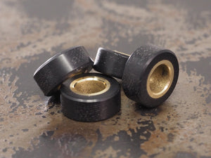 Handmade Polished Stacking/Spacer Drum Bead for Paracord or Leather Lanyards - 12mm dia. x 5mm - Black G10 & Brass