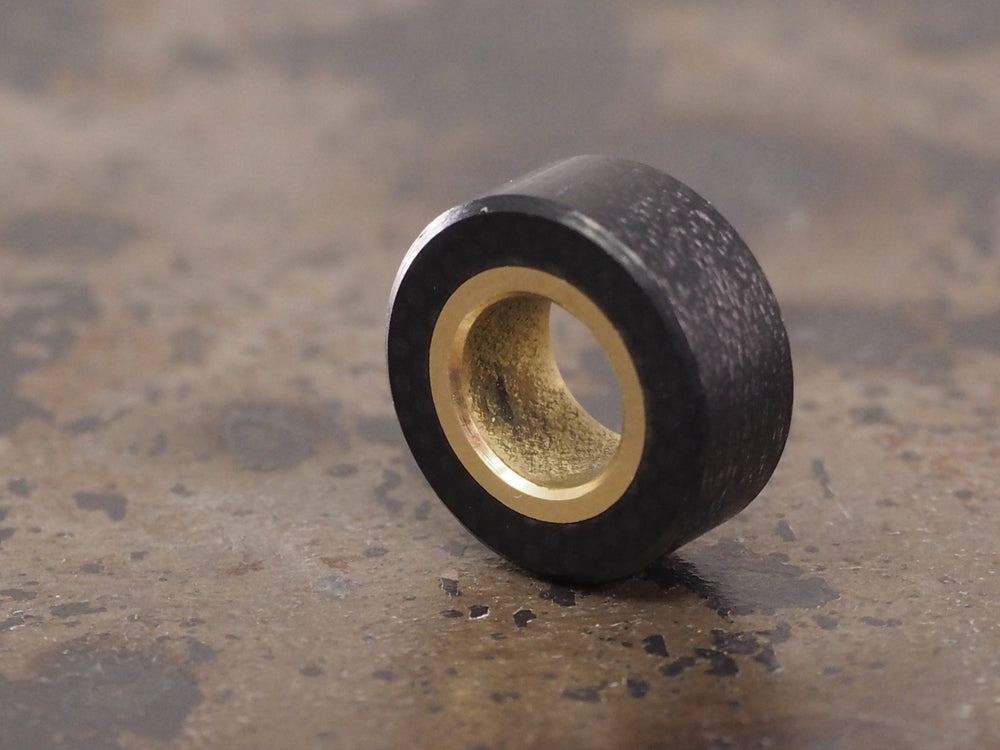 Handmade Polished Stacking/Spacer Drum Bead for Paracord or Leather Lanyards - 12mm dia. x 5mm - Black G10 & Brass