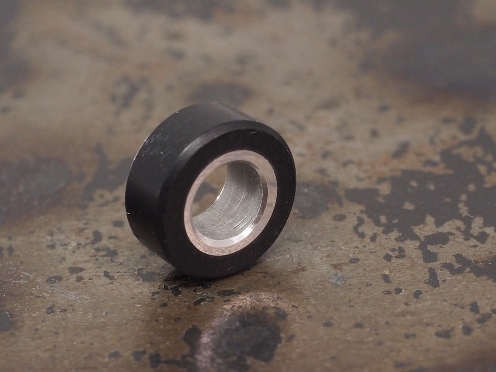 Handmade Polished Stacking/Spacer Drum Bead for Paracord or Leather Lanyards - 12mm dia. x 5mm - Black G10 & Stainless Steel