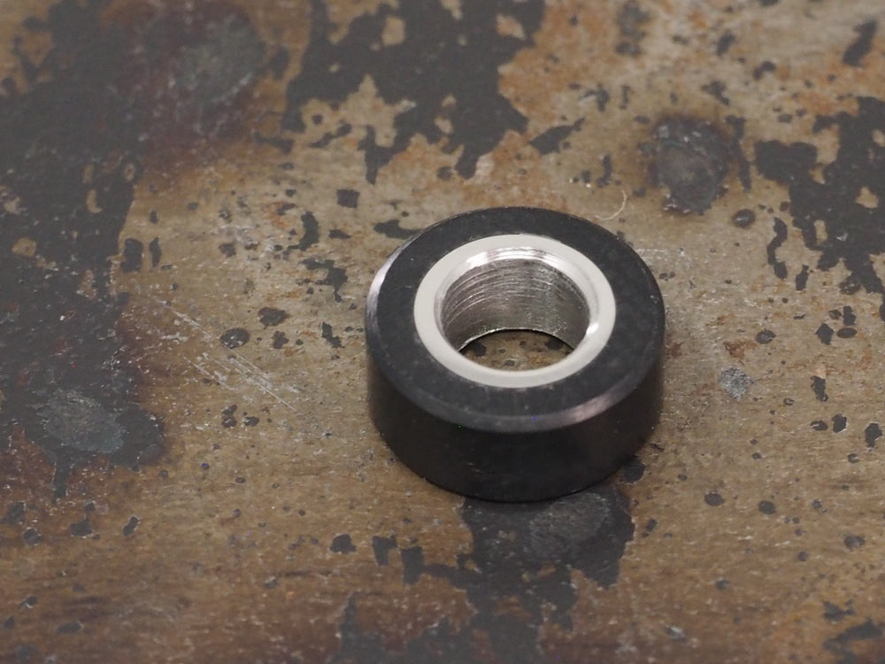 Handmade Polished Stacking/Spacer Drum Bead for Paracord or Leather Lanyards - 12mm dia. x 5mm - Black G10 & Stainless Steel