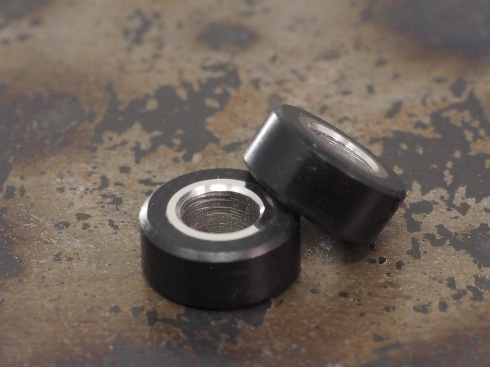 Handmade Polished Stacking/Spacer Drum Bead for Paracord or Leather Lanyards - 12mm dia. x 5mm - Black G10 & Stainless Steel