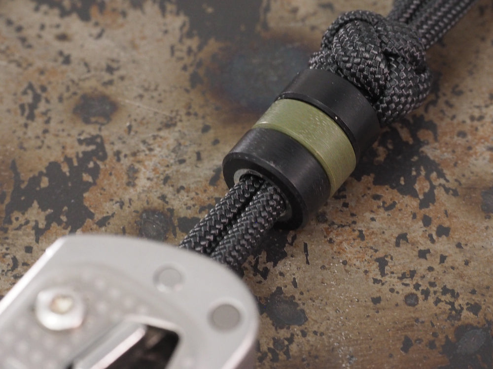 Handmade Polished Stacking/Spacer Drum Bead for Paracord or Leather Lanyards - 12mm dia. x 5mm - Olive Drab Green G10 & Stainless Steel