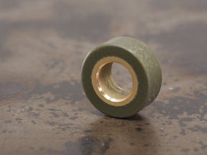 Handmade Polished Stacking/Spacer Drum Bead for Paracord or Leather Lanyards - 12mm dia. x 5mm - Olive Drab Green G10 & Brass