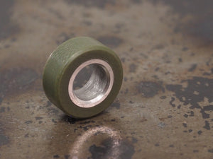 Handmade Polished Stacking/Spacer Drum Bead for Paracord or Leather Lanyards - 12mm dia. x 5mm - Olive Drab Green G10 & Stainless Steel