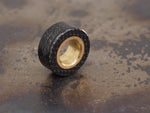 Handmade Polished Stacking/Spacer Drum Bead for Paracord or Leather Lanyards - 12mm dia. x 5mm - Black Canvas Micarta & Brass