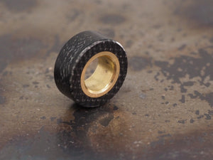 Handmade Polished Stacking/Spacer Drum Bead for Paracord or Leather Lanyards - 12mm dia. x 5mm - Black Canvas Micarta & Brass