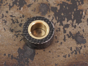 Handmade Polished Stacking/Spacer Drum Bead for Paracord or Leather Lanyards - 12mm dia. x 5mm - Black Canvas Micarta & Brass