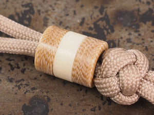 Handmade Polished Stacking/Spacer Drum Bead for Paracord or Leather Lanyards - 12mm dia. x 5mm - Ivory Linen Micarta & Brass
