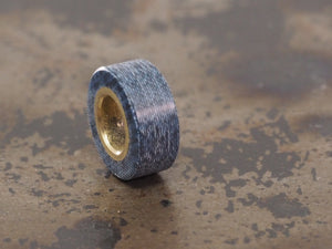 Handmade Polished Stacking/Spacer Drum Bead for Paracord or Leather Lanyards - 12mm dia. x 5mm - Blue Denim Micarta & Brass