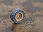 Handmade Polished Stacking/Spacer Drum Bead for Paracord or Leather Lanyards - 12mm dia. x 5mm - Blue Denim Micarta & Brass
