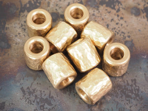 Handmade Hammered Bead for Paracord or Leather Lanyards - 12mm dia. x 13mm - Tumble Polished Brass