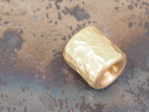 Handmade Hammered Bead for Paracord or Leather Lanyards - 12mm dia. x 13mm - Tumble Polished Brass