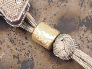 Handmade Hammered Bead for Paracord or Leather Lanyards - 12mm dia. x 13mm - Tumble Polished Brass