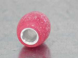 Handmade Barrel Bead for Paracord or Leather Lanyards - 14mm dia. x 15mm - Pink Diamond Sparkle Resin & Aluminium