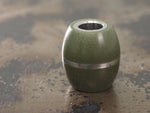 Handmade Barrel Bead for Paracord or Leather Lanyards - 14mm dia. x 15mm - Olive Drab Green G10 & 304 Stainless Steel