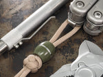 Handmade Barrel Bead for Paracord or Leather Lanyards - 14mm dia. x 15mm - Olive Drab Green G10 & 304 Stainless Steel
