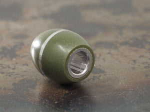 Handmade Barrel Bead for Paracord or Leather Lanyards - 14mm dia. x 15mm - Olive Drab Green G10 & 304 Stainless Steel